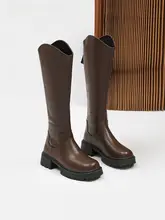 スリムデザインのロングブーツ【厚底・秋冬用・ショート丈】