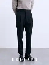 ビジネスカジュアル用 メンズストレートパンツ【撥水・ブラック・スリムフィット・イタリアンスタイル】