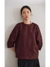 真丝紅云纱小衫【夏用・シンプルデザイン・高級感】