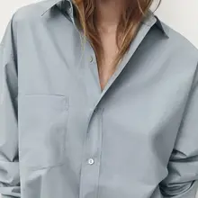 MD ルーズフィット コットン長袖シャツ【フレンチスタイル・翻領・夏用】
