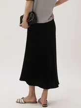 Machi Kamiiのシルクベルベット魚尾スカート【エレガント・ミディ丈・斜め裁断】