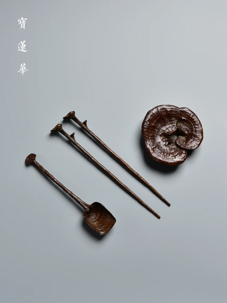 銅製炭鋏・炭へら・炭カバーセット：江戸時代風茶道用焚き火道具の実用性と耐久性