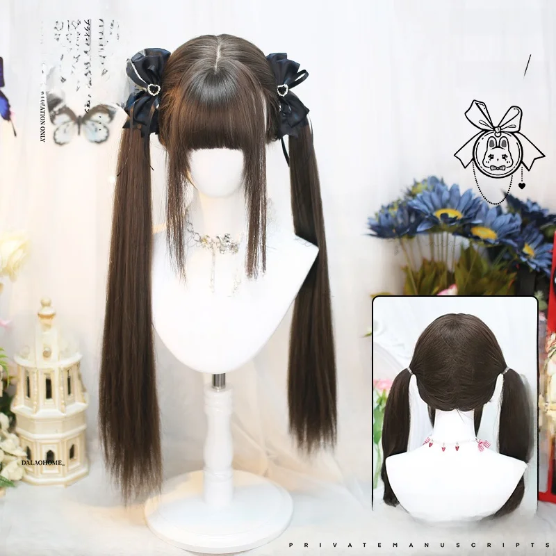 ロリータスタイルのフルウィッグ：ツインテールとリアル質感でくせ毛毛量多い女性に最適なヘア型