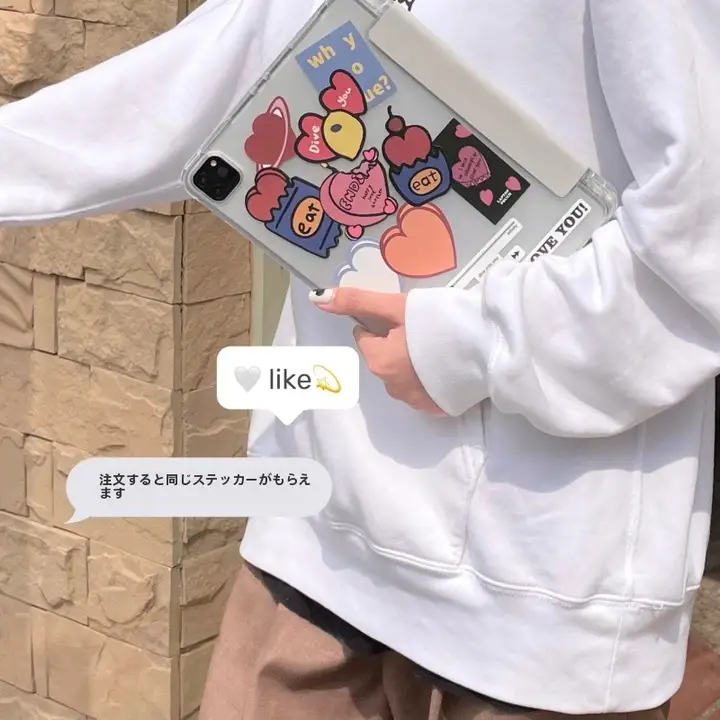 浅灰色iPadケース【マグネット付き・翻蓋・透明・対応機種多数】