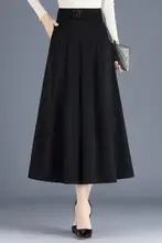 ポケット付きのプリーツスカート【レディス・ロング・膝下・Aライン・大きいサイズ・シンプルデザイン】（セットアップ対応）
