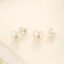S925シルバー製 天然淡水パール ピアス【フラットラウンドデザイン・可愛い・韓国風】