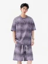 アメリカンデザインのグラデーションカラーカジュアルスポーツウェア【メンズ・半袖Tシャツ・ショートパンツ】（セットアップ対応）