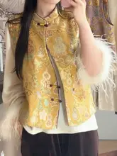 デザイン性豊かな中式刺繍ベスト【レトロ斜衿・盤扣・ノースリーブ・重ね着対応】