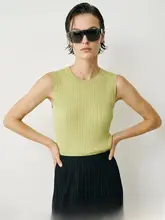 シンプルデザインのストレートスリーブノースリーブトップス【極上の柔らかさ・女性用】