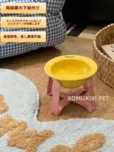 陶製ペット用飛行円盤型食器【黒ずみ防止・首周り保護・ダブルハンドル付き】