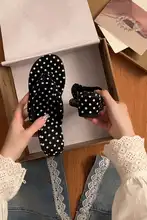 黒の水玉模様 ヴィンテージ風 フィッシュテールサンダル【防滑・女性用・夏用】