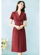 アンゴラ素材の赤い翻領ワンピース【エレガント�デザイン】（セットアップ対応）