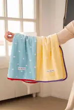 かわいいドットデザインの柔らかい珊瑚フロントバスタオル【吸水速乾・家庭用・学生用】
