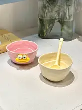 少女向け 陶器ボウルセット【ご飯・サラダ・朝食・オートミール・デザート用・スプーン付き】