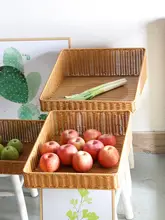 Kens 籐風編み スーパーラック用展示バスケット【家庭用・果物・野菜・お菓子収納・テーブル収納ボックス】
