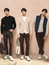 クラシックチェック柄コーデュロイパンツ【五ポケット・ストレートフィット・男性用】