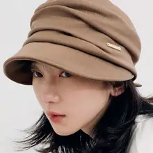 印計谷羽 後開きデザインの褶皺ダックビルキャップ【秋冬用・カジュアル・レディース】