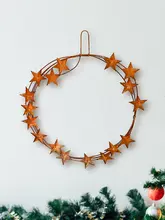 クリスマス壁飾り 星形リース【ビンテージスタイル・インテリア用】