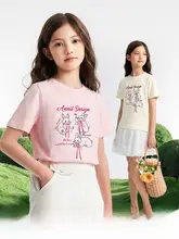 Tシャツ キッズ ガールズ コットン100% クルーネック 半袖 プリント 通気性 スポーツ カジュアル 夏