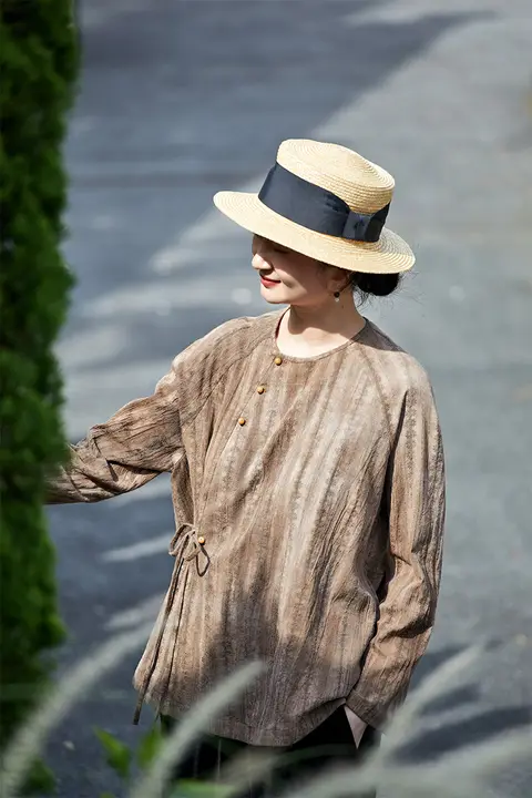 秋季新作綿麻素材のレトロシャツジャケット【女性用・新中式・禅スタイル】