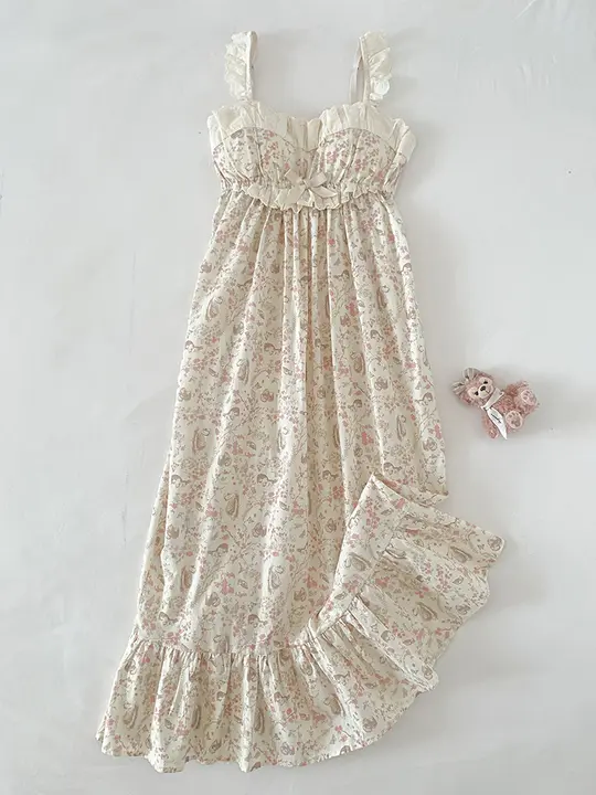 ワンピース 女性 外出可能 ロングドレス パッド付き レース柄 花柄 スイートスタイル