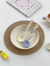 少女心をくすぐる花柄陶器スプーン【ロングハンドル・家庭用・インテリアデザイン】