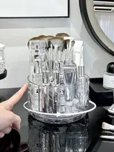 高級感あふれる回転式化粧ブラシ収納筒【化粧品・スキンケア用品用・透明デザイン】