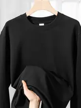 極上の柔らかさの長袖Tシャツ【ブラック・宽松・カジュアル・男女共用】