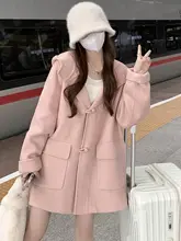 フード付き ウールコート レディース 大きいサイズ ぽっちゃり ピーチピンク オーバーサイズ ガーリー 着痩せ 秋冬