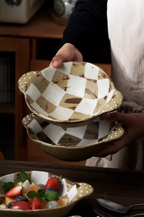 象の秘密 レトロチェッカーデザイン 食器セット【家庭用・ご飯茶碗・スープ碗・中華皿・西洋皿・電子レンジ対応】
