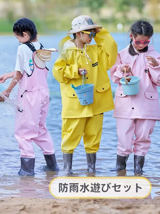 男の子と女の子のための子供用遊び水レインパンツ屋外防水と防寒