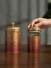 悟空デザインの銅製茶葉缶【リビングテーブル用・アート工芸品】