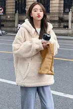 白色 羊羔毛 着心地いい フード付きパーカー【冬用・シンプルデザイン・厚手】