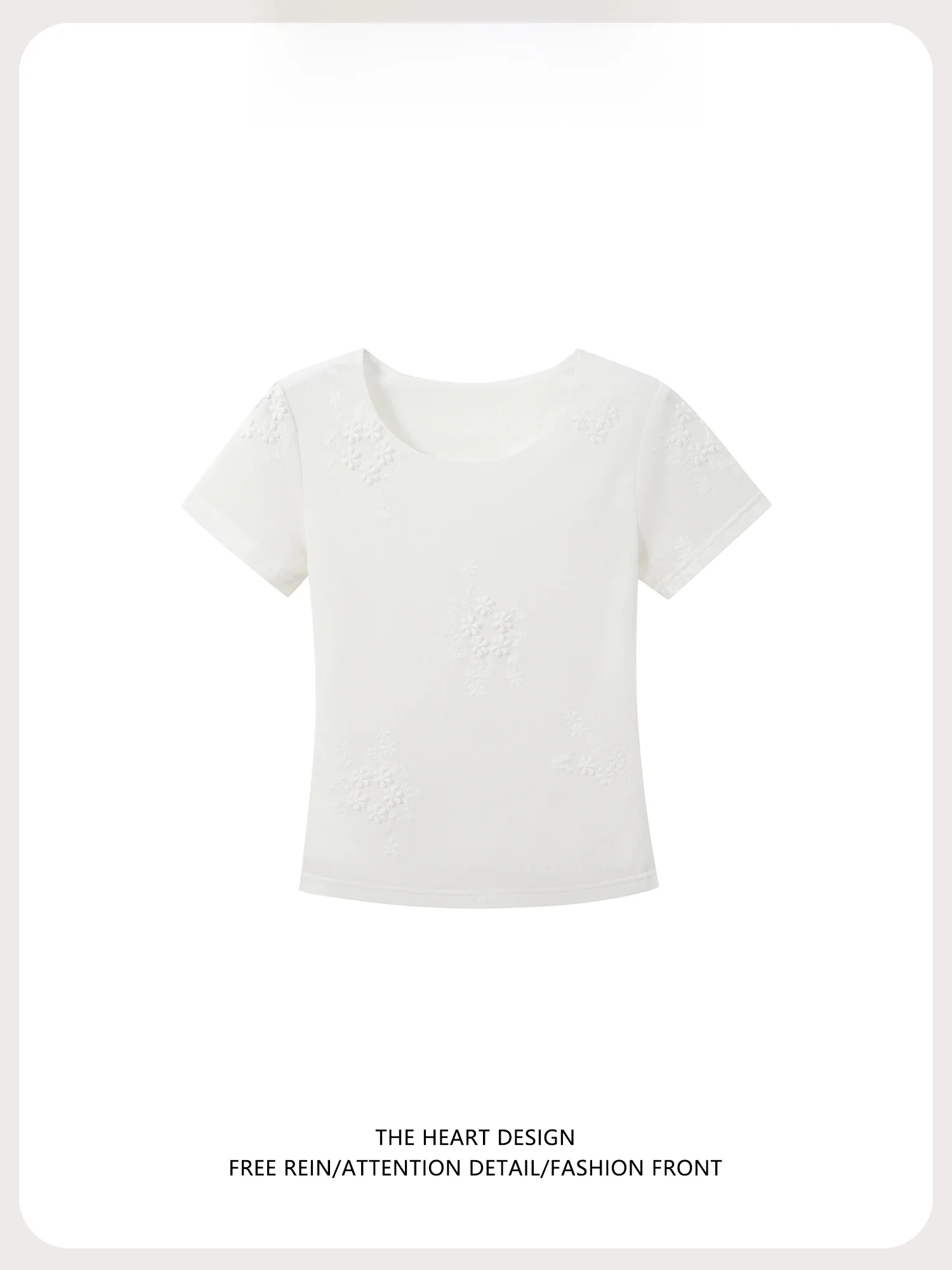 刺繍 デザインの半袖Tシャツ：女性向け夏の日常スタイルに最適な韓式修身型アイテム