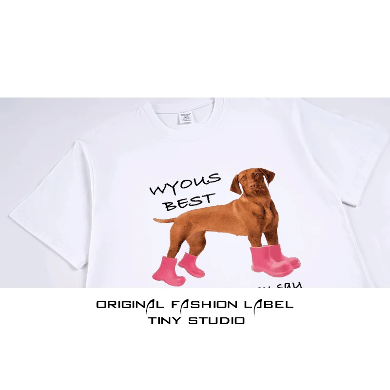犬デザインプリントのオーバーサイズTシャツ【春夏用・コットン100%・カジュアル】