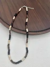 ボヘミアンスタイルのココナッツシェルとウッドビーズのネックレス【ファッショ  ン・ユニセックス・レトロデザイン】