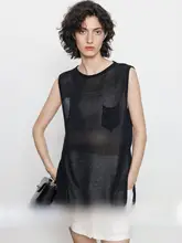 夏用微透けノースリーブ丸首Tシャツ【フィット・カジュアルウェア】