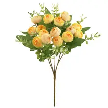 15本セットのアーティフィシャルフラワー 茶色のバラ【結婚式用・インテリア装飾・デスク用】