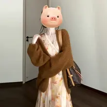 フラワープリントのロングドレス【秋用・新中式・高級感】（セットアップ対応）