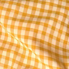 姜黄と白のチェック柄 ポリエステル生地【夏秋用・DIY・子供服やワンピースに最適】