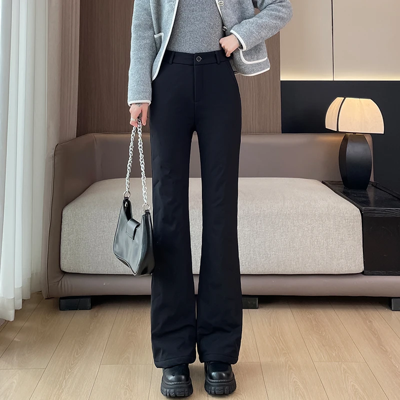 高腰ブラックダウンパンツ：防水・暖かさとスリムフィットが実現する冬用ダウンパンツ