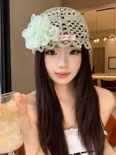 民族風立体花花ヒョウタン帽子【春夏用・通気性・編み地】