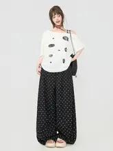 刺繍入りオフショルダー短袖Tシャツ【夏用・ラフなスタイル・ビッグサイズ】