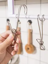 ステンレス製フック付き多用途クリップ 6個セット【米木製・シンプルデザイン】