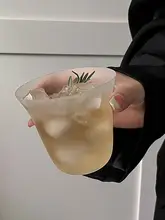 国風デザインのマット仕上げガラス茶杯【ラッパ口・古典スタイル・飲み物用】