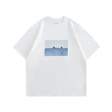 サーフィンプリント半袖Tシャツ【メンズ・夏用・ルーズフィット・丸首・おしゃれ】