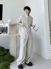 立襟デザインの半袖シャツとカジュアルパンツ【シンプルでおしゃれなコーディネート・セットアップ対応】