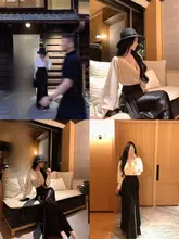 光沢感のあるサテン製ドレープデザインスカート【フィット・ウエスト紐付き・Aライン】