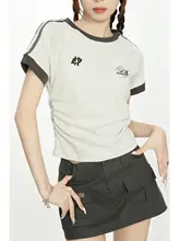 グレーのショートスリーブTシャツ【アメリカンビンテージスタイル・ウエストシェイプ】