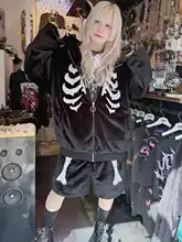 原宿アンダーグラウンドスタイル 骷髅プリントフード付きジャケットとショーツ（セットアップ対応 ）